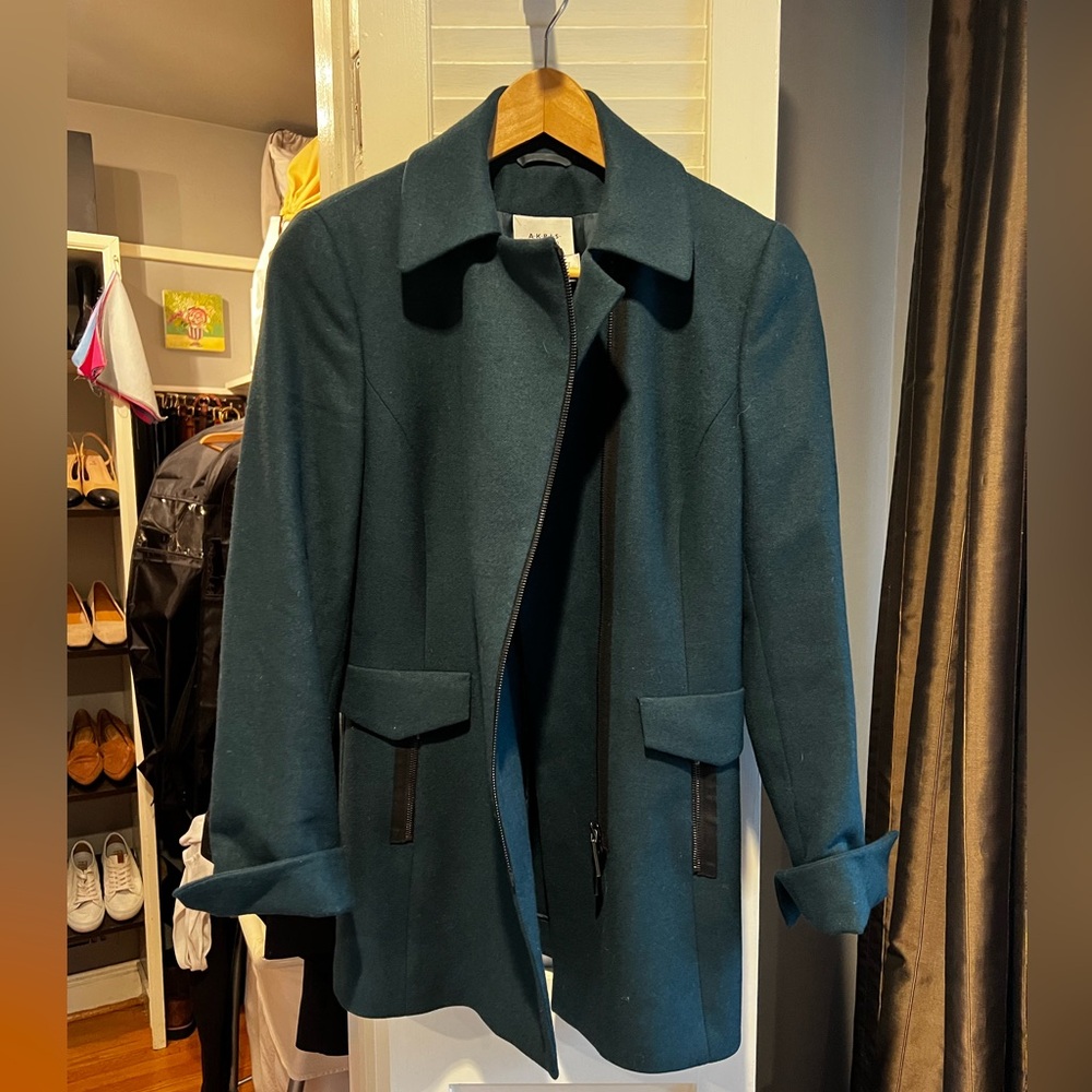 Akris Punto Teal Angora Wool Blend Coat 6